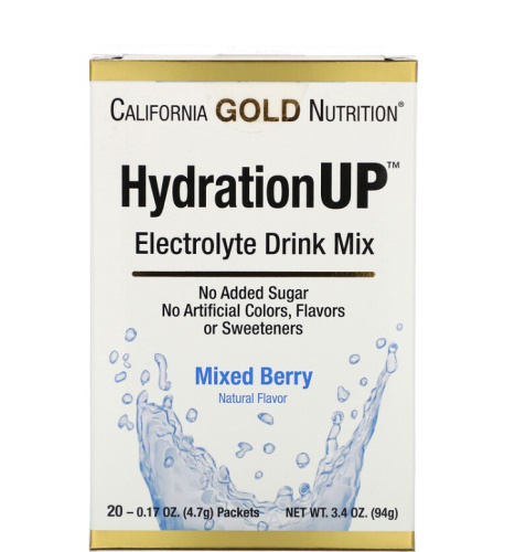 California Gold Nutrition Hydration смесь для напитка с электролитами 20 пакетов (4,7 гр) срок 12/20