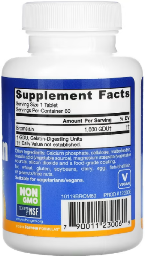 Bromelain 500 mg (1000 GDU) Бромелаин 60 таблеток (Jarrow Formulas) фото 2