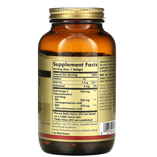 Triple Strength Omega-3 950 мг EPA & DHA (Омега-3) 100 капсул (Solgar) фото 2