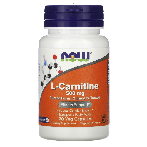 L-Carnitine 500 мг (L-Карнитин) 30 вег капсул (Now Foods)