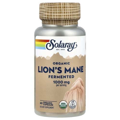 Lion's Mane Fermented 500 mg (ежовик гребенчатый ферментированный 500 мг) 60 капсул (Solaray)
