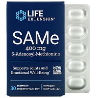 SAMe 400 мг (S-Аденозил-L-Метионин) 30 таблеток c кишечнорастворимой оболочкой (Life Extension)
