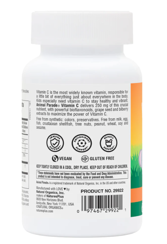 Vitamin C Sugar Free Animal Parade (Детский Витамин C без сахара) 90 таблеток (NaturesPlus) фото 2