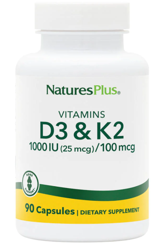 Vitamins D3 & K2 1000 IU (25 mcg) / 100 mcg 90 капсул (NaturesPlus)