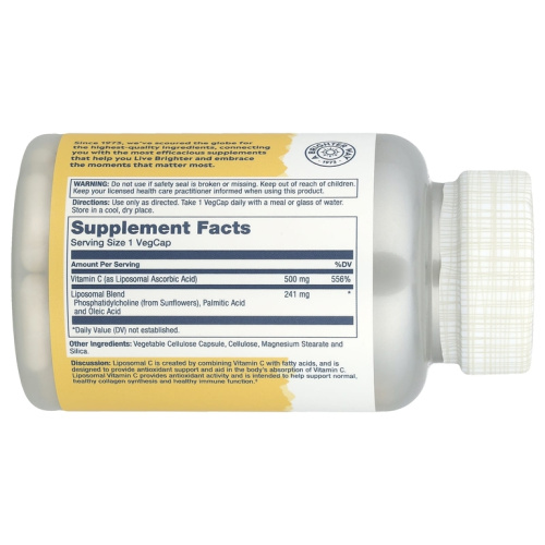 Liposomal Vitamin C 500 mg (Липосомальный Витамин С 500 мг) 100 вег капсул (Solaray)_ фото 2