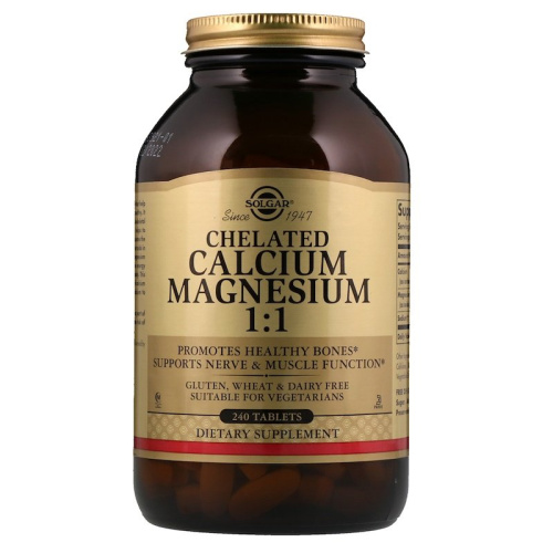 Chelated Calcium Magnesium 1:1 (Хелатный Кальций и магний) 240 таблеток (Solgar)