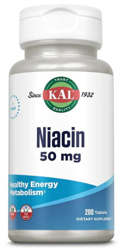 Niacin 50 mg (Ниацин 50 мг) 200 таблеток (KAL)