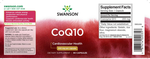 CoQ10 200 mg (Коэнзим Q10 200 мг) 90 капсул (Swanson) фото 2