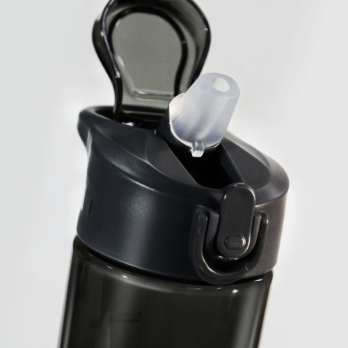 Бутылка для воды из тритана с трубочкой внутри 750 мл черно-серая (WB09-750-BF) (Be First) фото 3