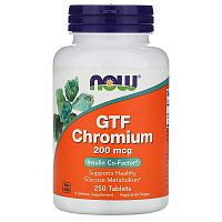 GTF Chromium (хром с фактором толерантности к глюкозе) 200 мкг 250 таблеток (Now Foods)