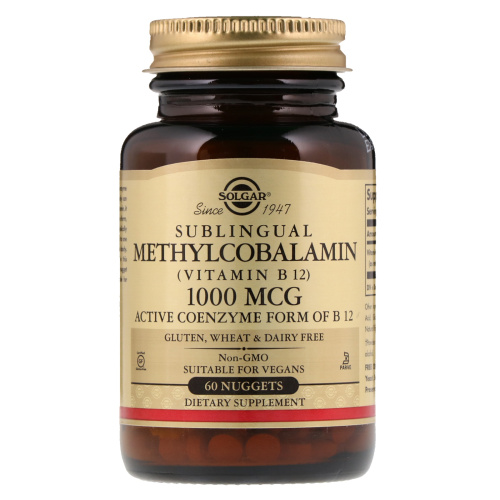 Methylcobalamin 5000 мкг (Сублингвальный Метилкобаламин витамин B12) 60 табл (Solgar) фото 2