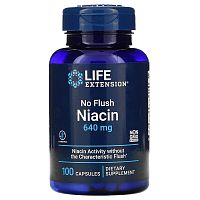 No Flush Niacin 640 мг (Ниацин не вызывавет приливов крови) 100 капсул (Life Extension)