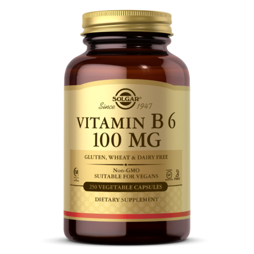 Vitamin B-6 Piridoxine HCI 100 мг (Витамин Б-6 Пиридоксин) 250 вегетарианских капсул (Solgar)