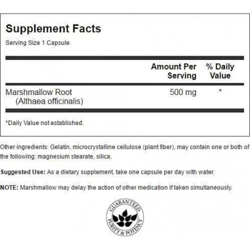 Marshmallow Root 500 mg (Корень Алтея) 90 капсул (Swanson) фото 2