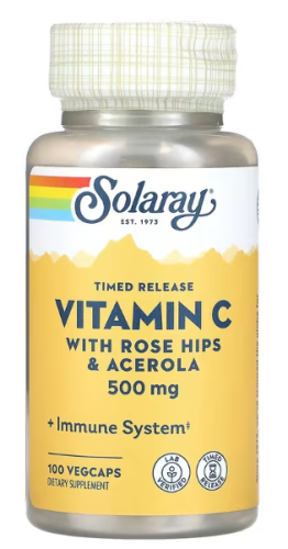 Vitamin C 500 mg TR with Rose Hips & Acerola (Витамин C 500 мг) 100 вег капсул (Solaray)