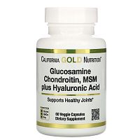 Glucosamine Chondroitin MSM plus Hyaluronic Acid 60 капсул (California Gold Nutrition)