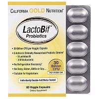 LactoBif Probiotic (Пробиотики 30 млрд КОЕ) 60 капсул (California Gold Nutrition)