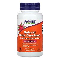 Natural Beta Carotene 25000 IU (Бета Каротин) 90 гел капс (Now Foods)