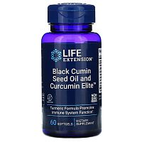 Black Cumin Seed Oil and Curcumin Elite 60 мягких капсул (Life Extension)