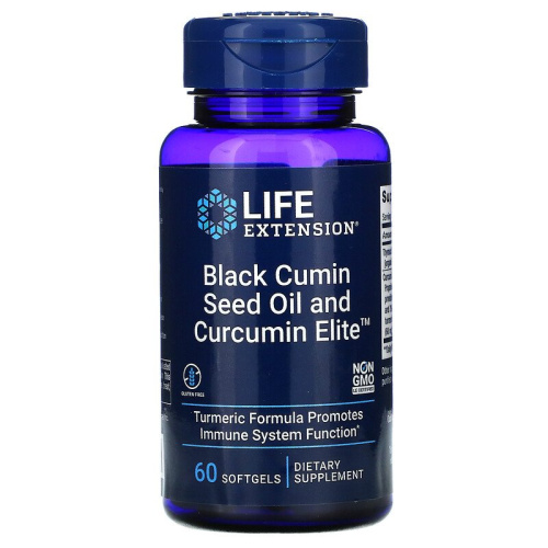 Black Cumin Seed Oil and Curcumin Elite 60 мягких капсул (Life Extension)