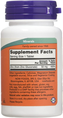 Zinc Gluсonate 50 мг (Цинк глюконат) 100 табл (Now Foods) фото 2