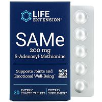 SAMe 200 мг (S-Аденозил-L-Метионин) 30 таблеток c кишечнорастворимой оболочкой (Life Extension)