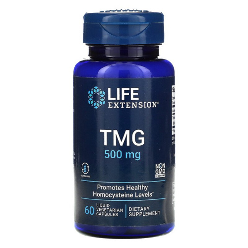 TMG 500 мг (Триметилглицин) 60 жидких вегетарианских капсул (Life Extension)