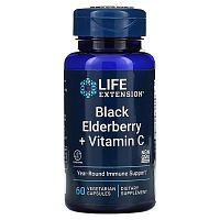 Black Elderberry + Vitamin C (Черная Бузина с Витамином C) 60 вег капсул (Life Extension) срок 06.20