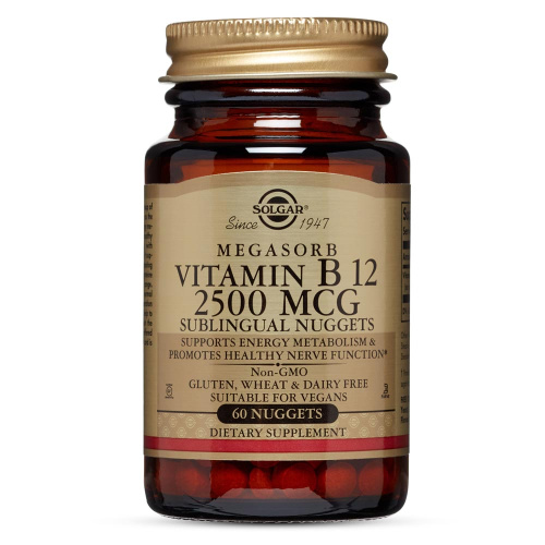 Megasorb Vitamin B12 Sublingual (витамин B12) 2500 мкг 60 таблеток (Solgar)