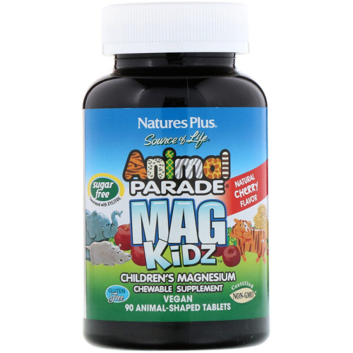 Animal Parade MagKidz 100 мг (Детский магний) вкус вишни 90 таблеток (NaturesPlus) фото 4