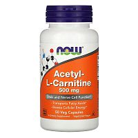 Acetyl L-Carnitine 500 мг (Ацетил L-карнитин) 50 вег капсул (Now Foods)