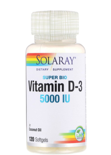Super Bio Vitamin D-3 125 mcg 5000 IU (Витамин Д-3 5 000 МЕ) 120 мягких капсул (Solaray) фото 2