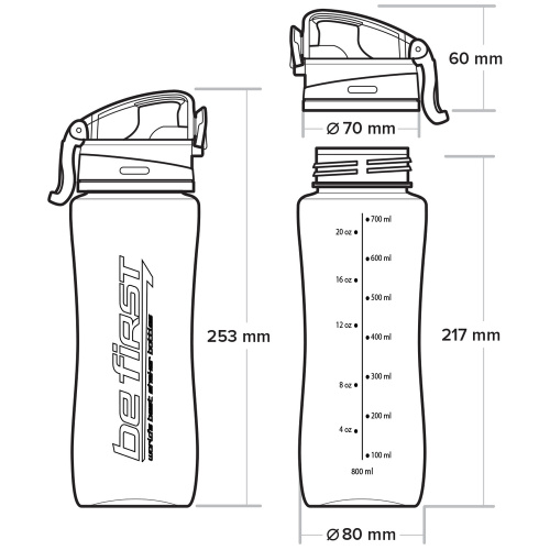Бутылка для воды 800 мл хаки (WB10-800) (Be First) фото 3