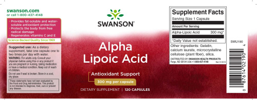 Alpha Lipoic Acid 300 mg (Альфа-липоевая кислота 300 мг) 120 капсул (Swanson) фото 3