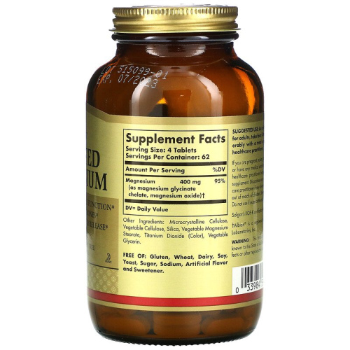 Chelated Magnesium (Хелатный магний) 400 мг 250 таблеток (Solgar) фото 2