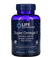 Super Omega-3 (Омега-3 с Лигнанами Кунжута и Экстрактом Оливы) 60 капсул (Life Extension)