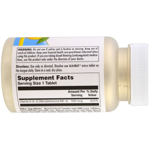 K-2 500 мкг (Витамин К-2) 100 микро таблеток (KAL) фото 2