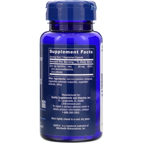 Zinc 50 мг (Цинк)  90 вег капсул (Life Extension) фото 2