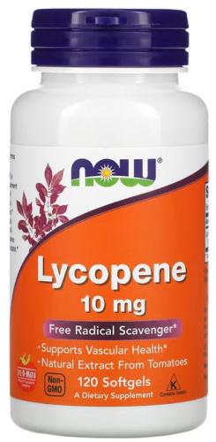 Lycopene 10 мг (Ликопин) 120 мягких капсул (Now Foods)