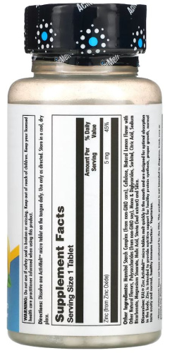 Zinc 5 mg ActivMelt (Цинк 5мг) 60 микро таблеток Сладкий лимон (KAL) фото 2