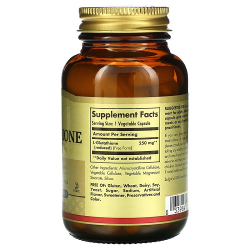L-Glutathione 250 мг Reduced (восстановленный L-Глутатион) 30 вег капсул (Solgar) фото 2