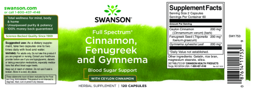 Cinnamon, Fenugreek and Gymnema Full Spectrum 120 капсул (Swanson) фото 2