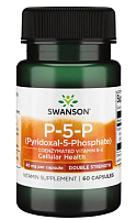P-5-P 40 mg (Pyridoxal-5-Phosphate) Пиридоксаль-5-фосфат 40 мг 60 капсул (Swanson)