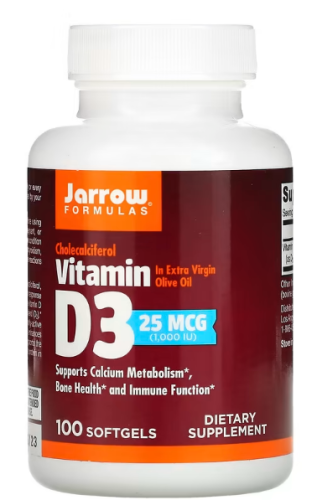 Vitamin D3 25 mcg (1000 IU) Cholecalciferol (D-3 холекальциферол) 100 мяг капсул (Jarrow Formulas)