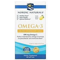 Nordic Naturals Omega-3 690 мг 60 капсул со вкусом лимона