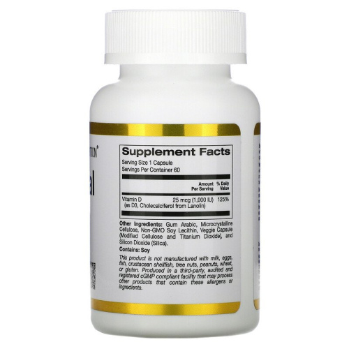 Liposomal Vitamin D3 1000 IU (Липосомальный витамин D3) 60 вег капсул (California Gold Nutrition) фото 2