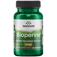 Bioperine 10 mg (Биоперин - усилитель усвоения питательных веществ) 60 капсул (Swanson)