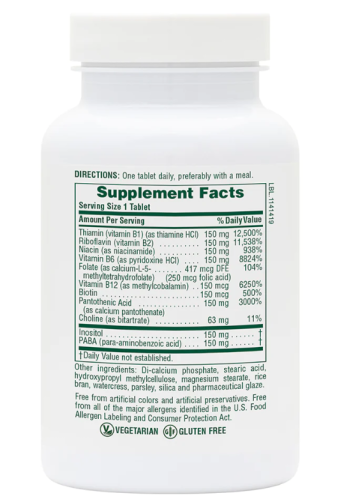 Mega B-150 SR (сбалансированный комплекс витаминов B) 60 таблеток (NaturesPlus) фото 3