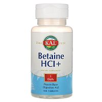 Betaine HCl+ 250 мг (Бетаин) 100 таблеток (KAL)