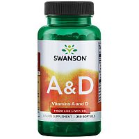 Vitamin A & D (Витамин А и Д3) 250 гель. капсул (Swanson) срок 06.22